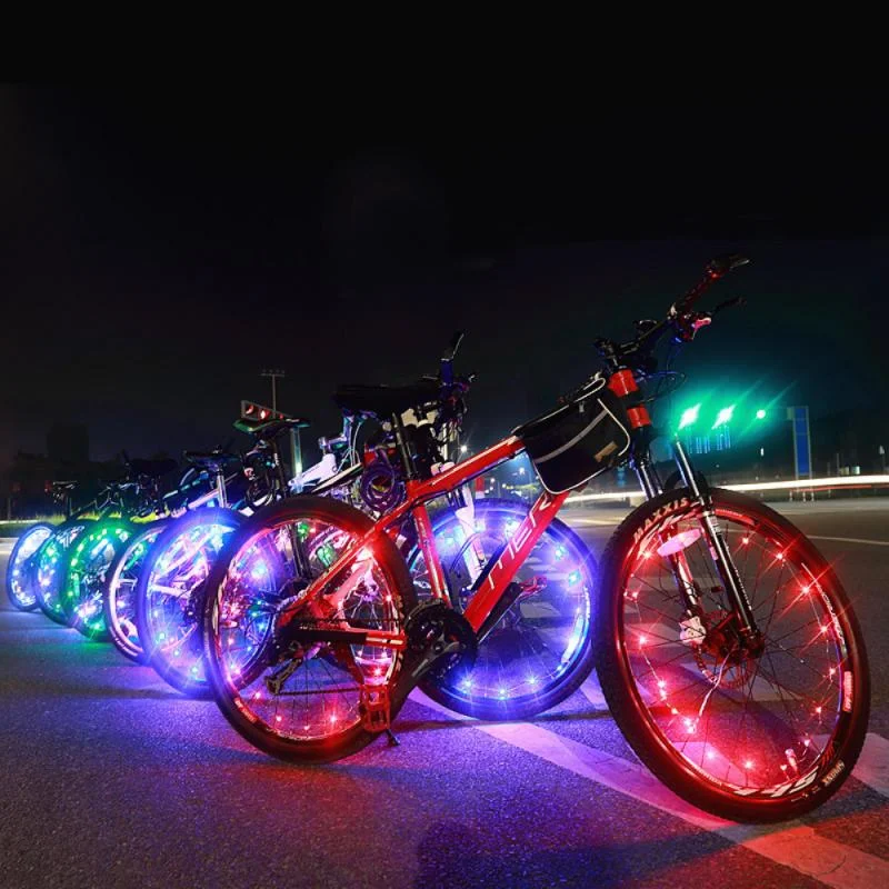 ridefixing noua lumini colorate rezistente la ploaie LED biciclete lumini de roată din față și spate a vorbit lumini de decorațiuni de bicicletă anvelope lumină dungi