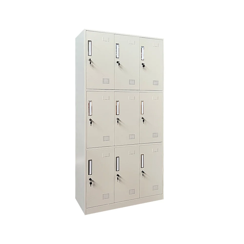 Modern 9-Door Metal Employee Storage Locker with Keys for Work School Gym Workshop Dining Living Room manufacture