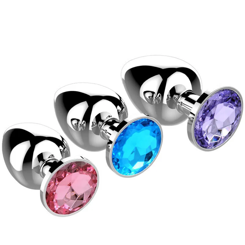 Wholesale Stainless Steel Butt Plug Set 3 Sizes with round Base and Crystal  Jewel Anal Sex Toys in Diamond Shape