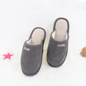 Unisex Indoor Winter  Warm Slippers Couples Trendy Thick PVC Lining Outsole Breathable  Fabric Insole Upper for Customization