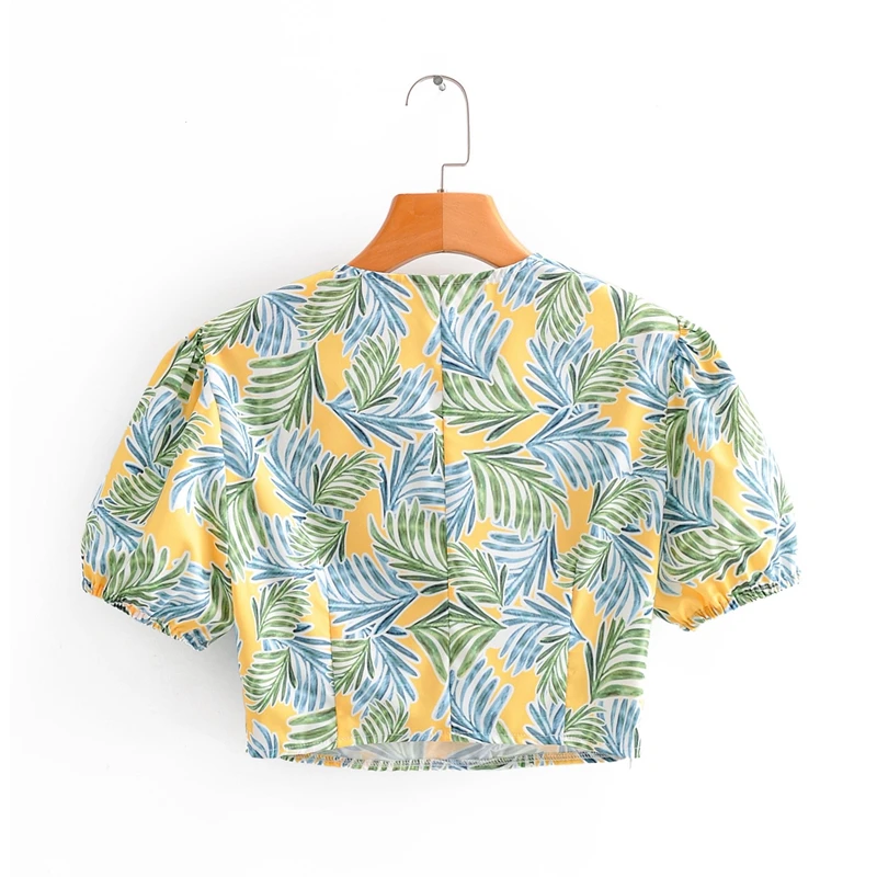 
Custom Summer Two Piece Blouse Sets Women Shirt Sleeve Floral V neck Vacation Skirt Sets High Waist Ruffles Skirt 