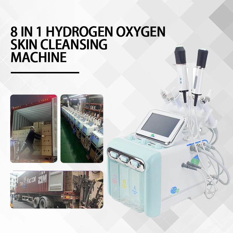 Newest 8 in 1 Multi-Function Aqua Facial Dermabrasion Peeling Machine Beauty Equipment with US & ZA Plugs