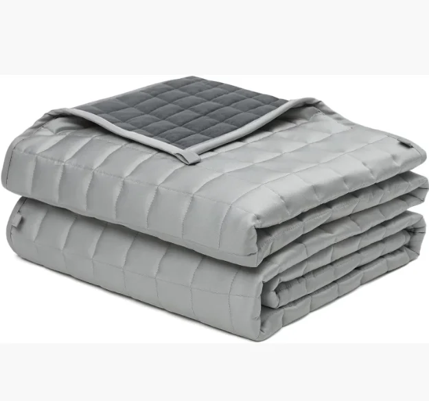 All Season Custom Size 60x80 Inch 15lbs 2 Sides Warm Soft Velvet  and Cooling Bamboo Adult Weighted Blanket with Corner Loops