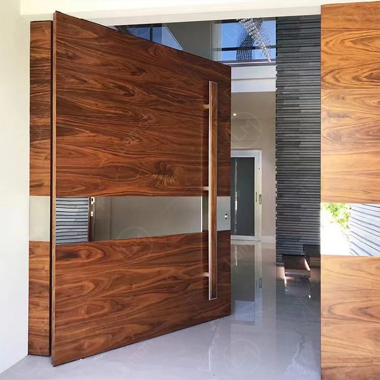 Australian Design Large Commercial Timber Panel Entry Pivot Door Exterior Modern Solid Wood Front Door for Houses