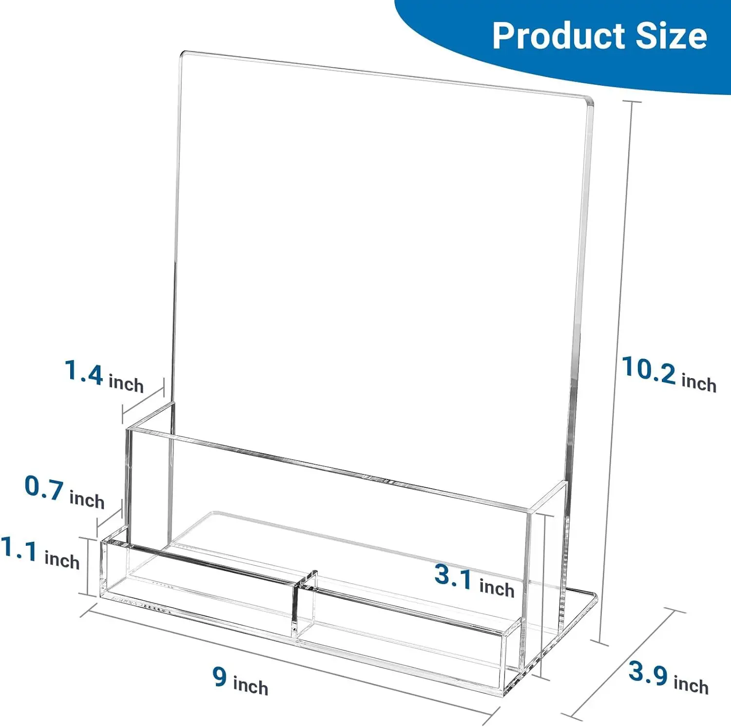 Factory Clear Desktop Countertop Flyer Display Stand Acrylic Brochure Holder Pamphlet Holders with Business Card Storage