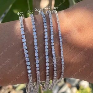 925 Silver Gold Plated 3.5 Carat Moissanite Diamond Tennis Bracelet Classic Style Handmade Claw Setting for Parties