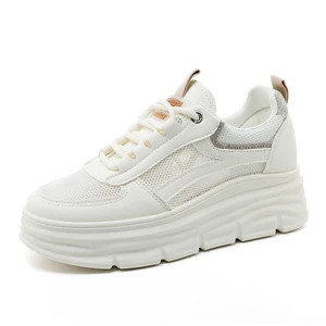 W3659 Women's Sports Shoes Summer Mesh Breathable Large Size Lace-Up Closure Evergreen Heightening Made in China Fashion Trend