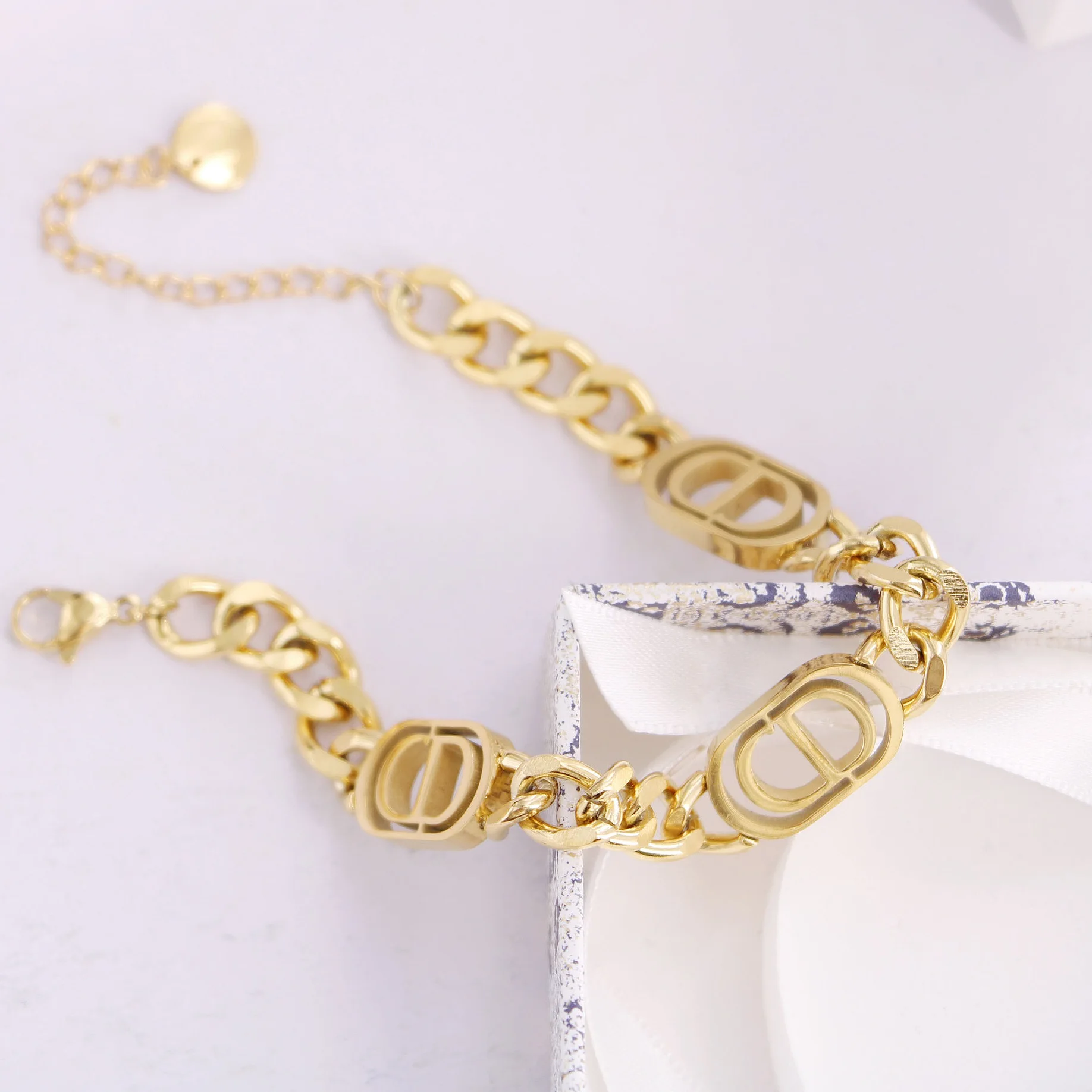 Tongling Bracelet Korean Gold Plated Love Letter Initial Pendant Chain ...