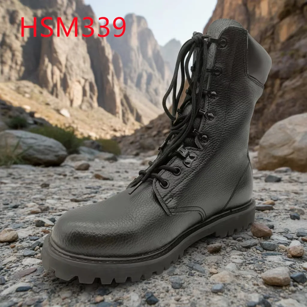 ZYF,Forest Zone Survey 8 Inch Durable Marching Boots Emergency Drill Scratch Resistant Embossed Leather Patrol Boots HSM339