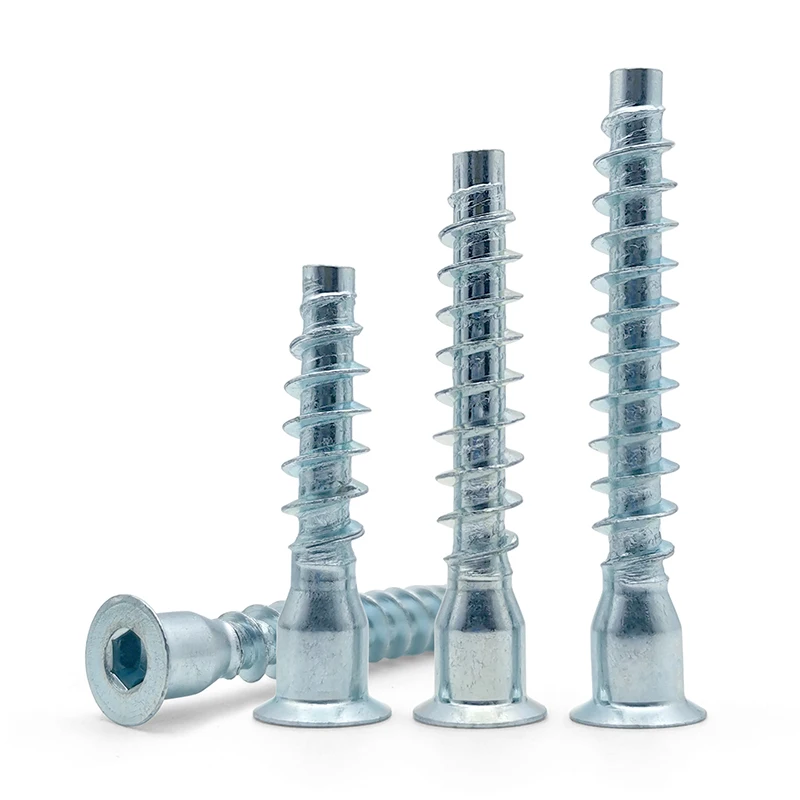 Hex Socket Countersunk Head Coarse Thread Chair Screw Confirmat Screw Wood Furniture Euro Joints Screws