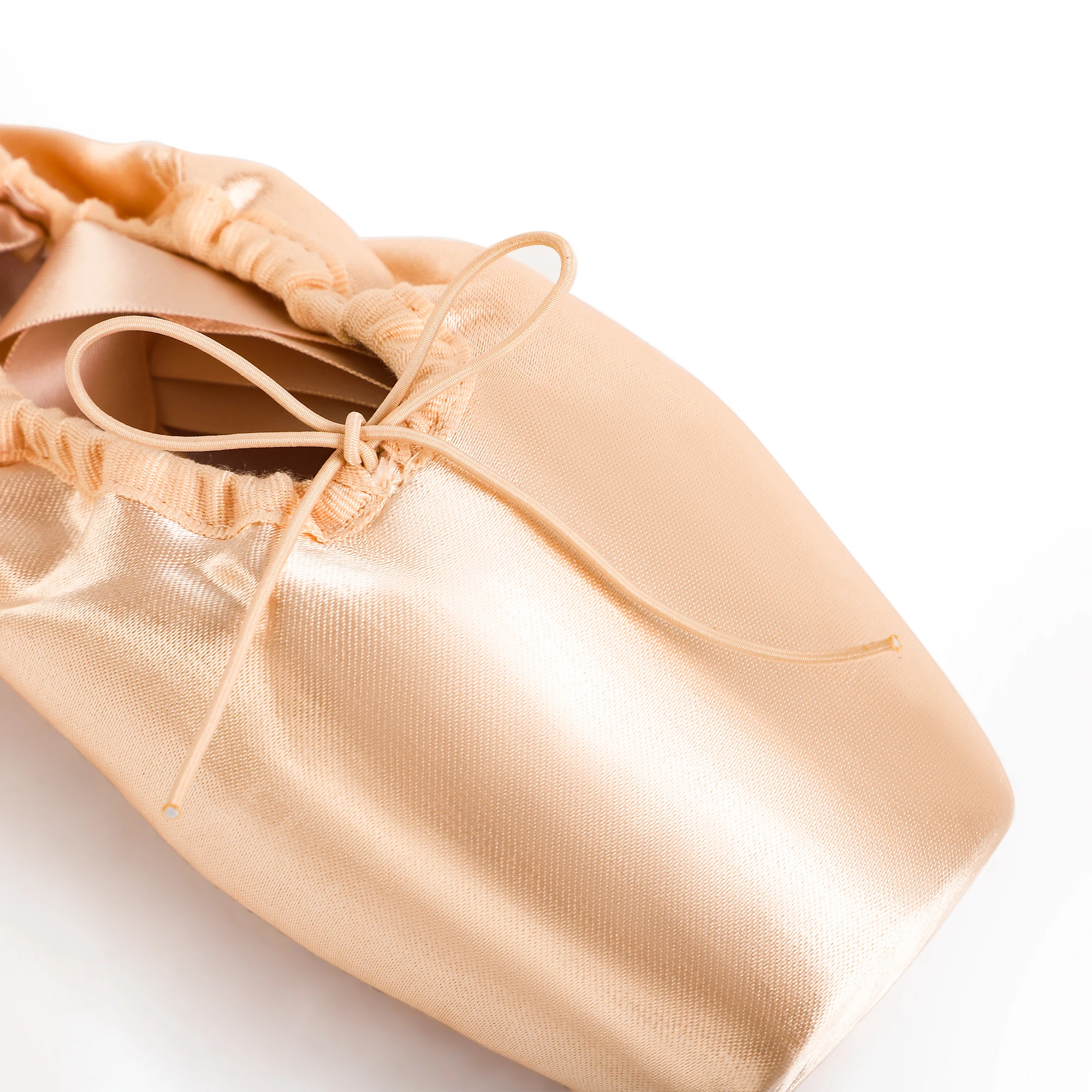 EU and US in Stock Ballet Slippers with Ribbons and Toe Pads for Girls and Women Rose Gold Pointe Dance Shoes