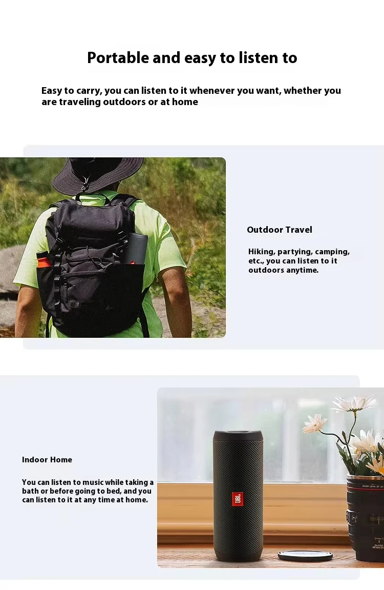 J B L FLIP ESSENTIAL 2 Second Generation Bluetooth Speaker Outdoor Portable Speaker IPX-7 Waterproof Design