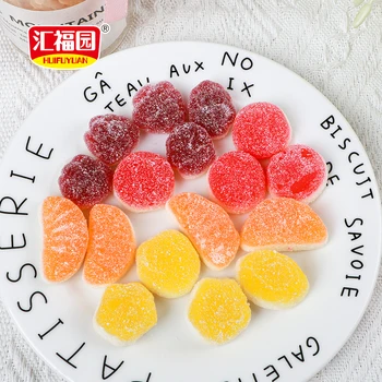 Bulk packing sugar coating fruit shaped gummy candy