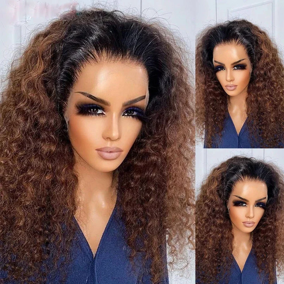 Peruca lace front de cabelo humano kinky curly castanho_voghion.com