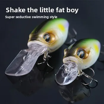Luya Rock Little Fat Mino Floating ABS Artificial Hard Bait Perch Bow False Bait with Hooks – Hard Lure – view 5