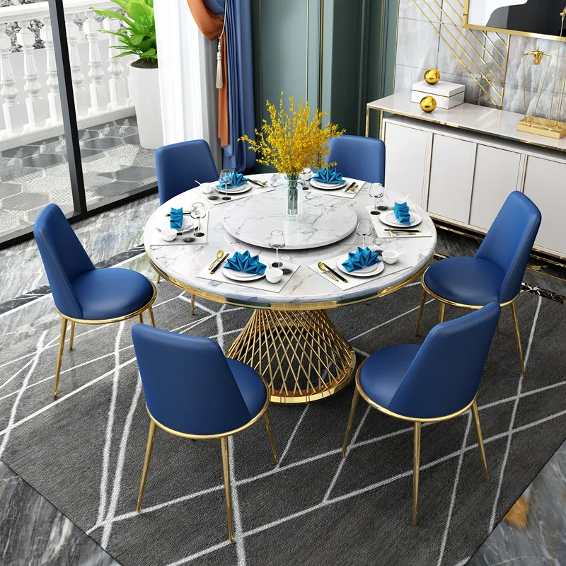 Dining Room Set Specific Use and Home Furniture General Use Round  Dining Table Set with Marble Top
