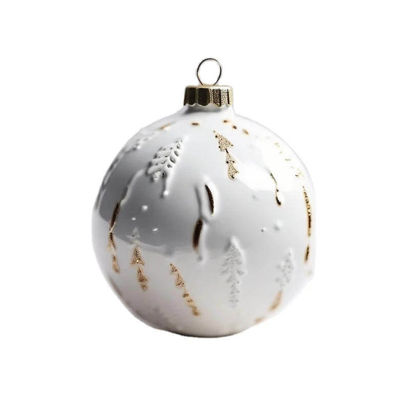 Toplu Satış Noel Asma Dekoratif Topu, Özel Üretim, Yüksek Kaliteli Noel Ağacı Kabartmalı Seramik Top Süsleri