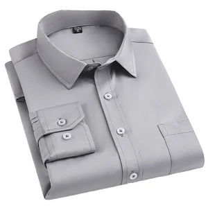 High Quality Men's Casual Long Sleeve Shirt Large Size Quick Dry Twill Fabric Breathable Ice Silk for Spring
