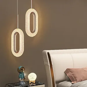 JACKSUN Nordic Luxury 7W LED Pendant Light Decoration Hanging Circle Chandelier Acrylic Art LED Ceiling Pendant Lamp Bedside