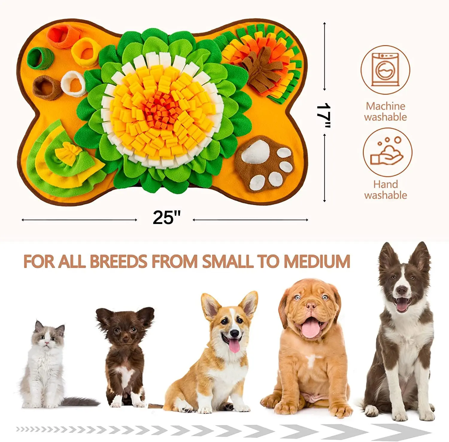 IVYPET Feeding Pet Dog Snuffle Carpet Sniffing Mat Puzzle Snuffle Mat For Dogs Nosework Dog Toy details