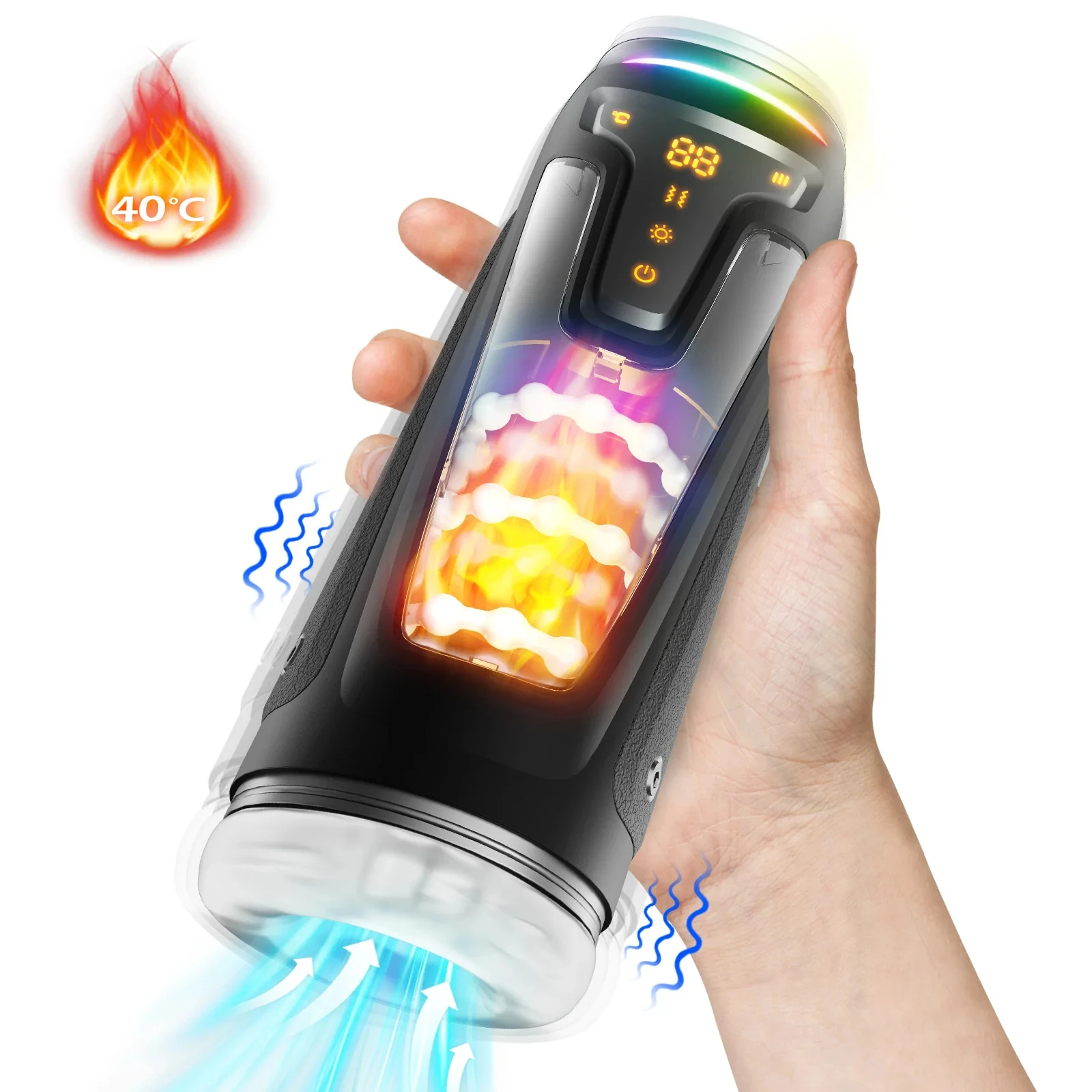 Penis Stimulating Heating Male Electric Sex Toy Retractable Auto Stroker  Vibrating Thruster Automatic Male Masturbator Devices