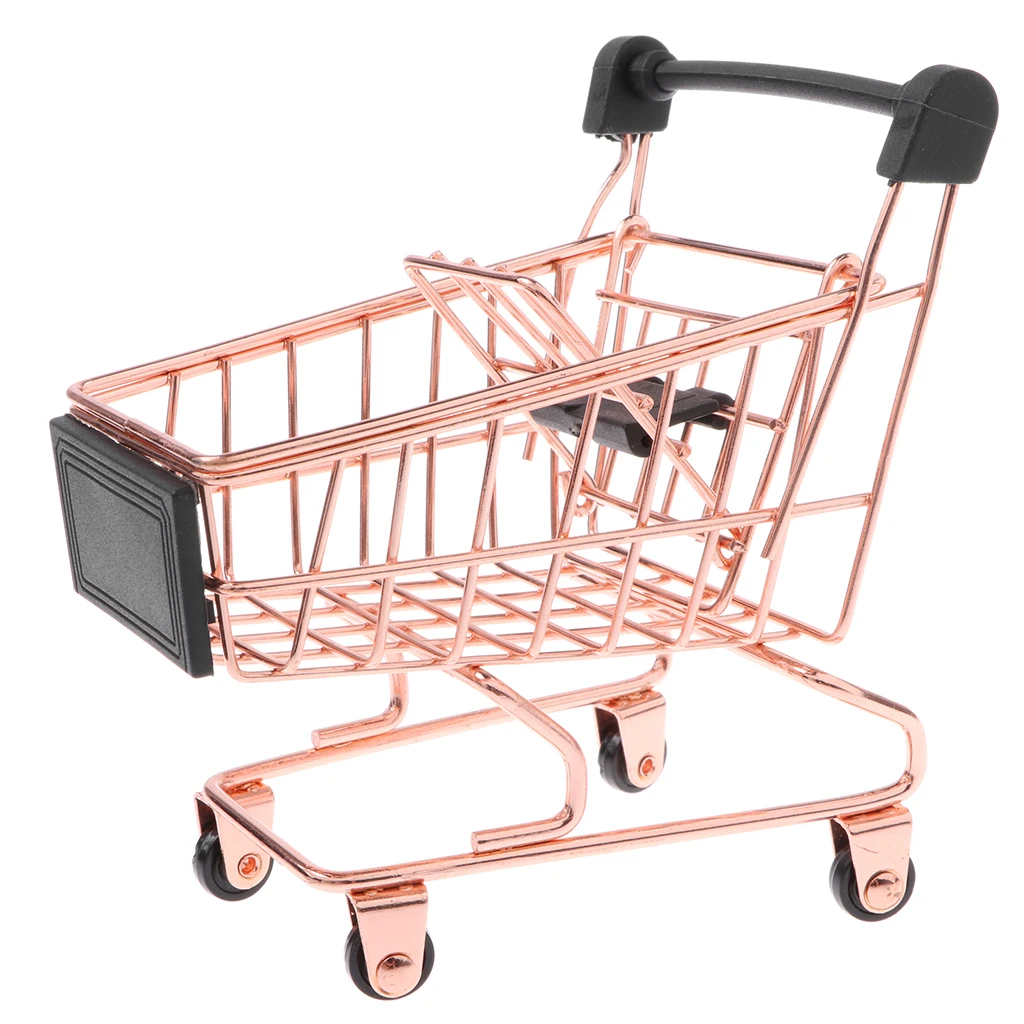 Mini Metal Shopping Cart Salesman Sample for Children Pretend Play Toy Home Office Desk Dollhouse Decoration
