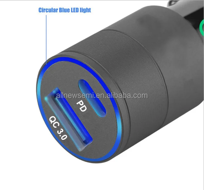 New QC 30 car charging PD fast charging 36W aluminum alloy dual USB car charging pd18w car charger