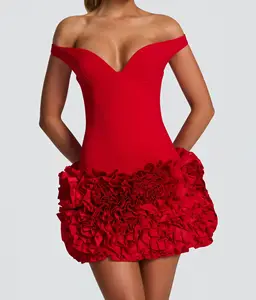 Bettergirl 2026 Ramadan Three dimensional flower sexy backless temperament deep V party dress