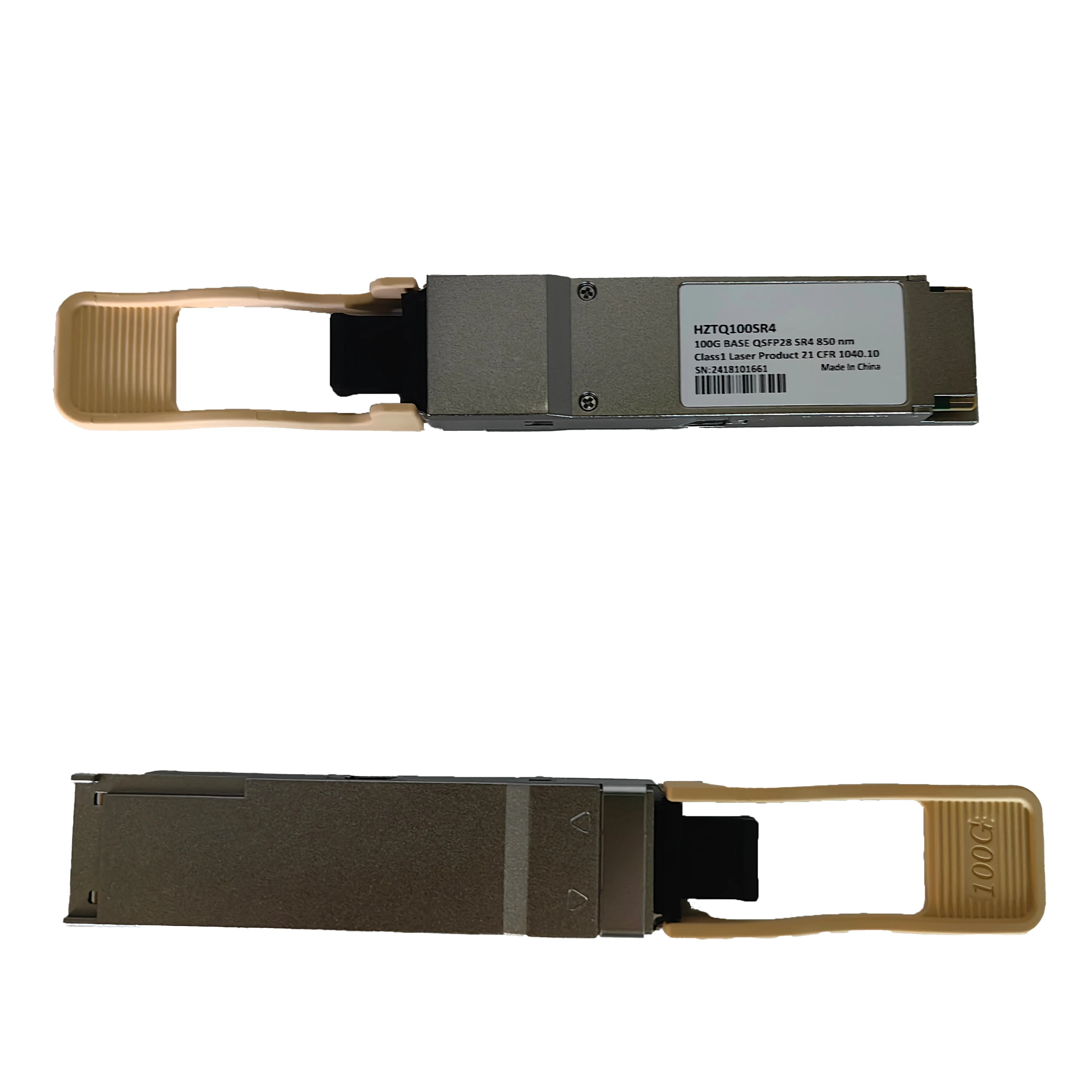 HZTQ100SR4 100G QSFP28 SR4 Optical Transceiver Module with MPO-12 Connector for OM4 Multimode Fiber 100Gbps Data Transmission