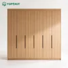 Large 6-door Wood Veneer Wardrobe with Long Pull Handles