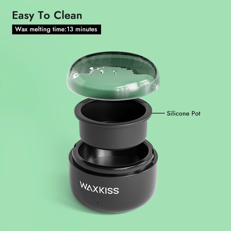 Easy to Clean 8ml Mini Silicone Nose Wax Pot Kit Portable Black Depilatory Wax Machine for Ear Hair Removal Eyebrow Shaping