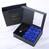 Black box blue flower tote bag