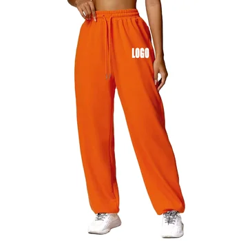 High Quality 100%Cotton Terry Breathable Gym Sweatpants Women Custom-Print-Sweatpant Baggy Sweatpants