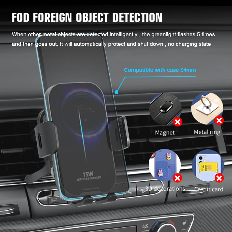 Top Selling Products in Alibaba Auto Alignment Wireless Charger Phone Cradle 15W Fast Wireless Car Charger Holder