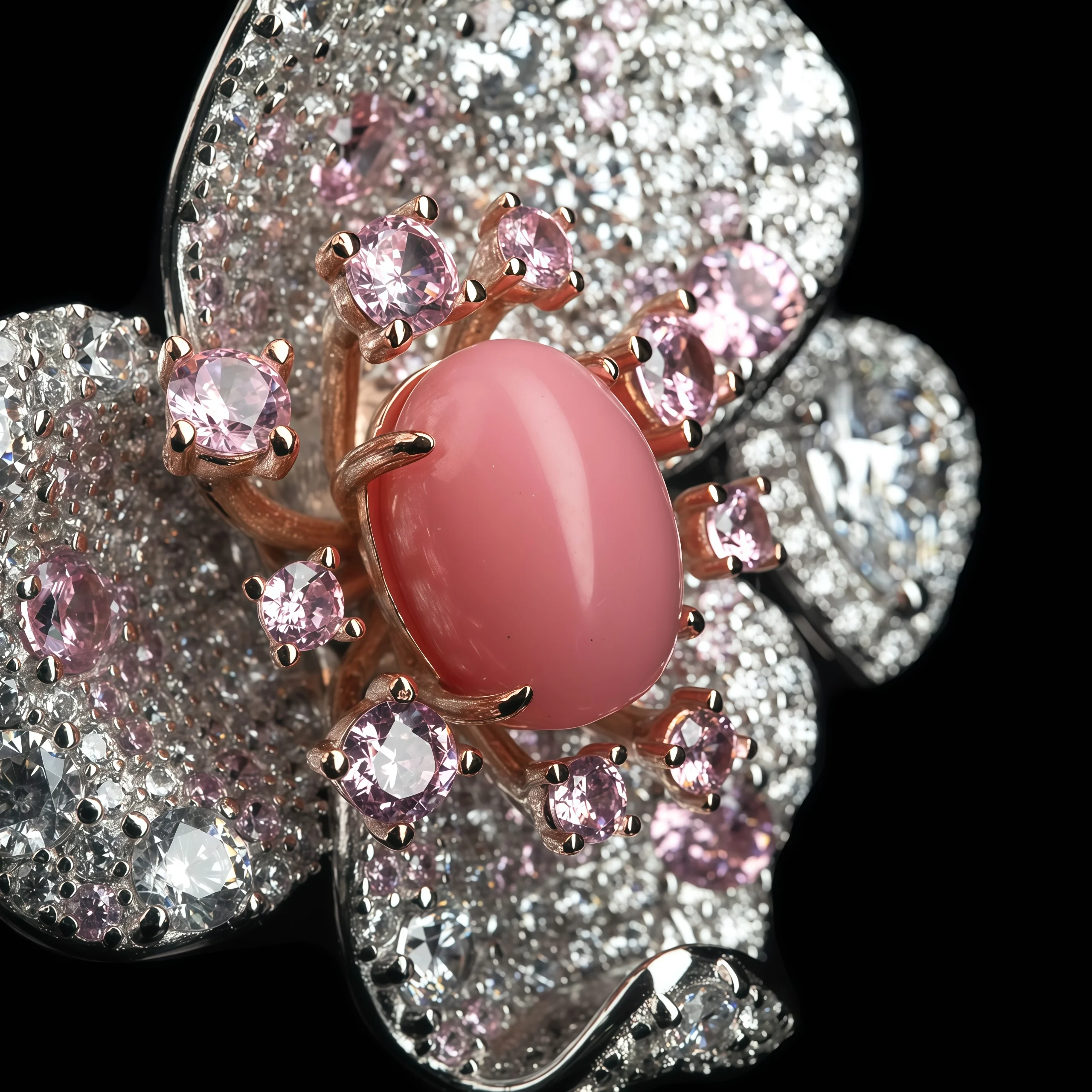 MUSHAN Jewelry Factory Luxury Designer 925 Sterling Silver Rings Women Fine Jewelry Pink High Carbon Diamond Flower Wedding Ring