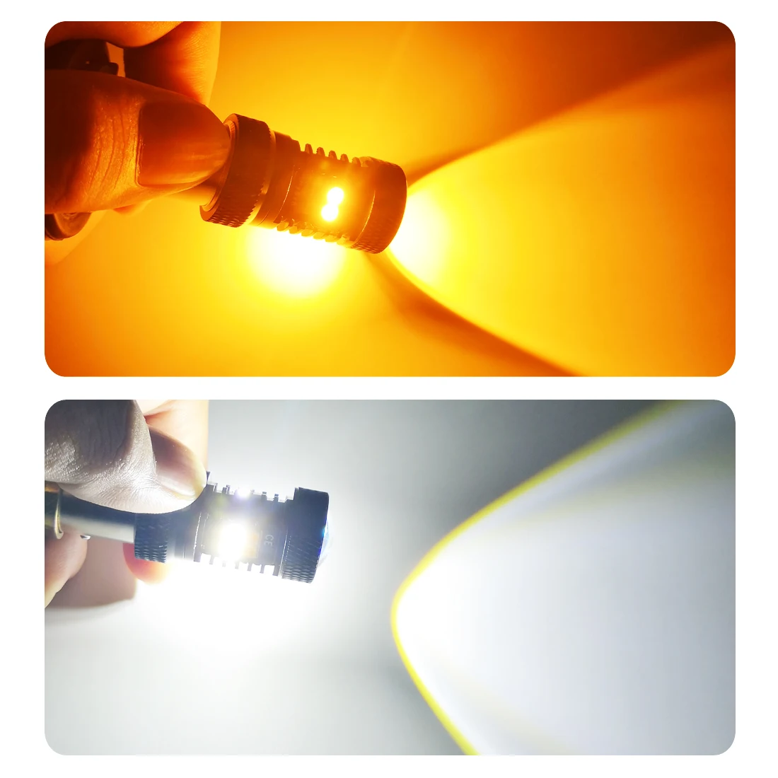 JDM ASTAR Lampadine LED Switchback 3157, Bianco/Giallo, Con Chip 3030, Per Luci Di Posizione E Frecce, 2 Pezzi - 4