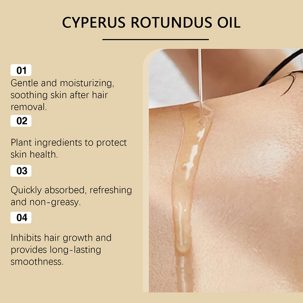 Factory Private Label Natural Gentle Painless Hair Removal Oil Cyperus Oil Hair Remover Permanent Hair Removal Oil