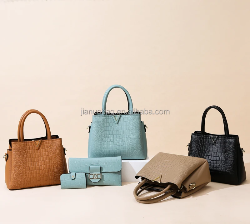 JIANUO new ladies handbag set handbags custom logo 3 in 1 handbag set