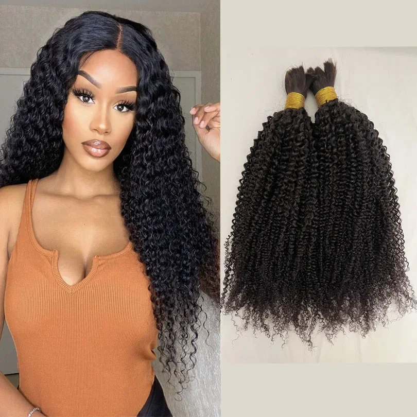 Brazilian Kinky Curly Hair Bulk for Braiding 100% Unprocessed Human Hair Bundles Extensions Curly 12-30inch 1/2/3 Pcs/Lot_voghion.com