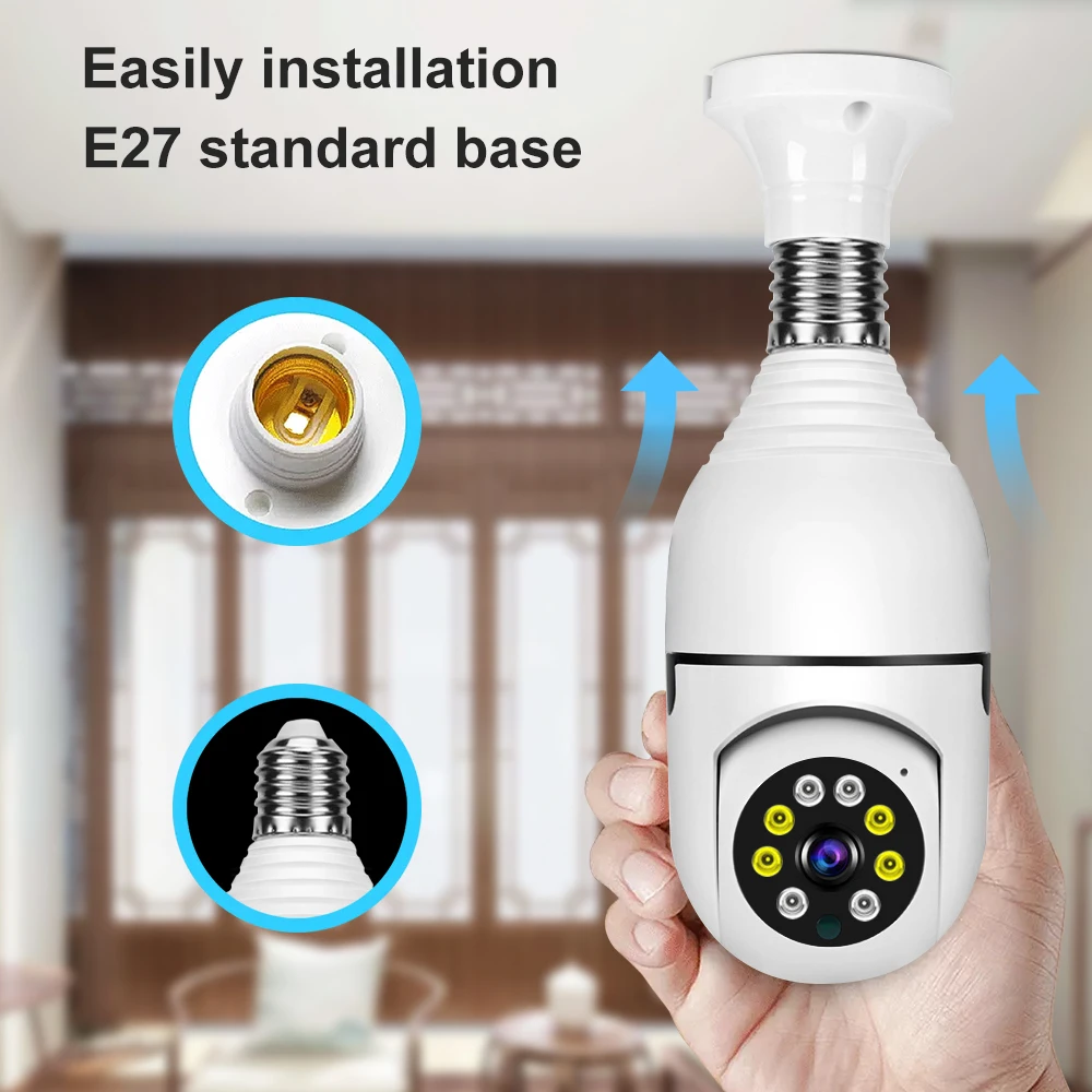 V380 Pro 720P Starlight Two Way Audio E27 Bulb Power WiFi PTZ IP Camera  Motion Tracking Wireless Wifi CCTV Security Camera