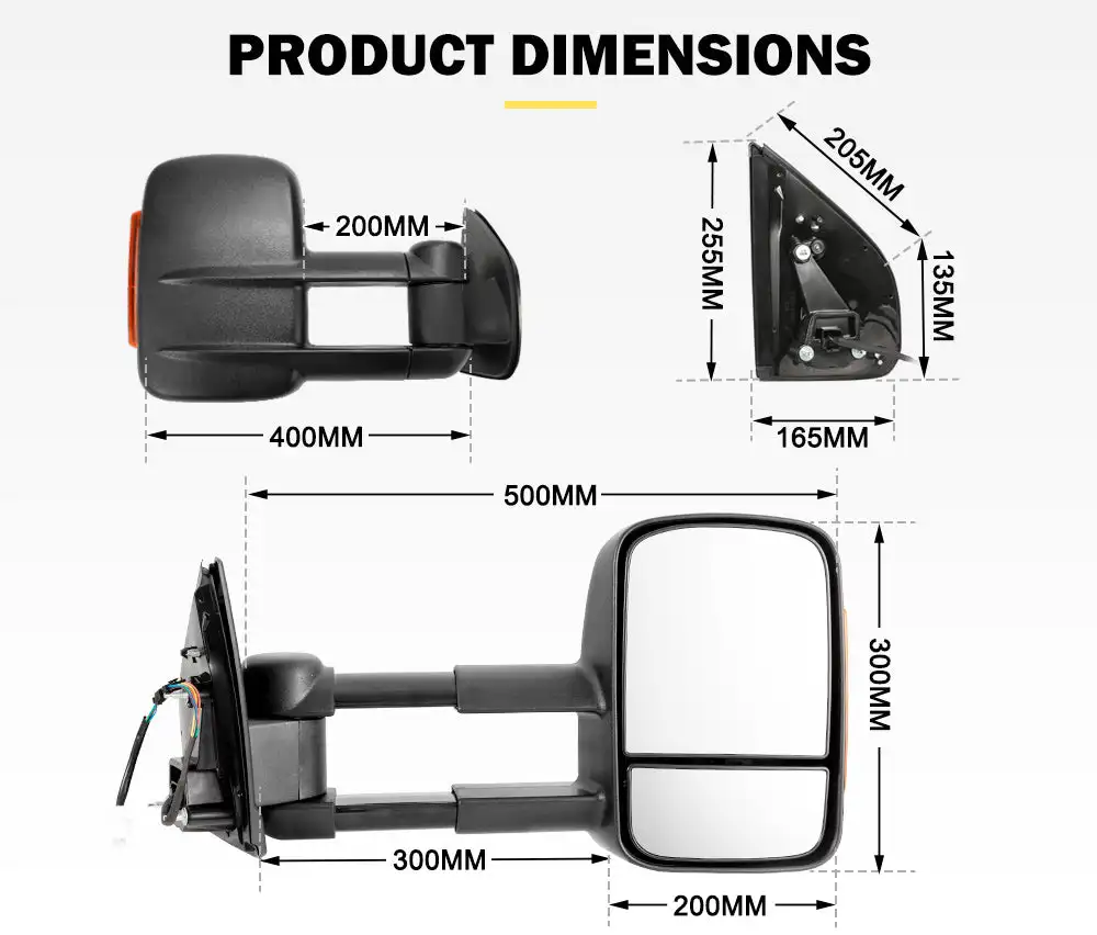 Trailer Extendable Towing Mirrors For Toyota Landcruiser 70 75 76 78 79