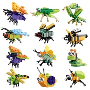 Chengji 12-In-1 ABS Plastic Building Blocks Model Toy Educational Toys Kids Small Insect Animals 1:8 Scale Building Block Set