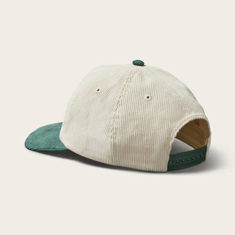 Custom 5 Panel Embroidery Two Tone Untructured Corduroy Baseball Cap 5 Panel Hat Unstructured