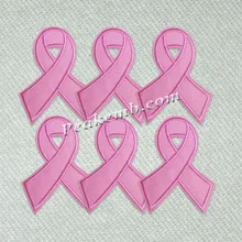 Wholesale Custom Pink  Ribbon Breast Cancer Iron on Embroidery Patch Design