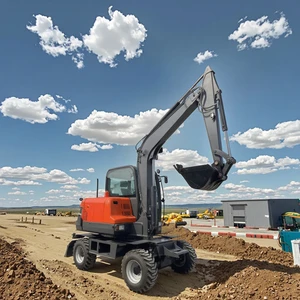 Chinese Brand New Construction Digging Machine 6Ton diesel Wheel Excavator for Sale