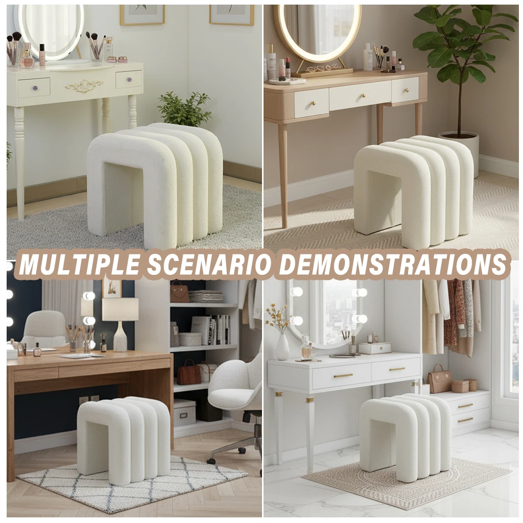 Custom Modern Luxurious Square Functional Stool Fabric Boucle Decorative Ottoman