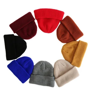 Wholesale Baby 100% Acrylic Solid Color Kids Beanie Knit Winter Toddler Hats