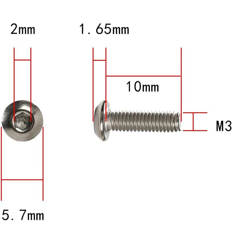 M3 M4 M5 M6 M8 M10 Titanium Hex Allen Socket Button Head Screws