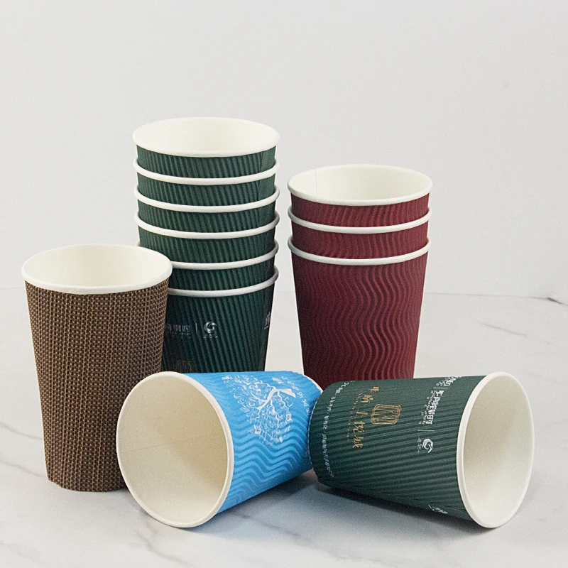 Одноразовая чашка для горячего чая, картонная волнистая гофрированная стенка, бумажная чашка с защитой от ожогов