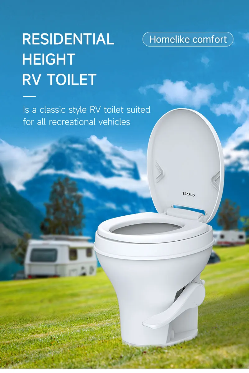 Residential Height Rv Toilet Camper Toilet Onepiece Ergonomic Foot